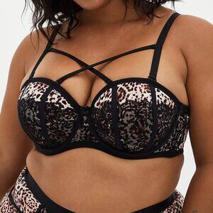 Torrid Strappy Push-Up Strapless Lace Leopard Bra 40B